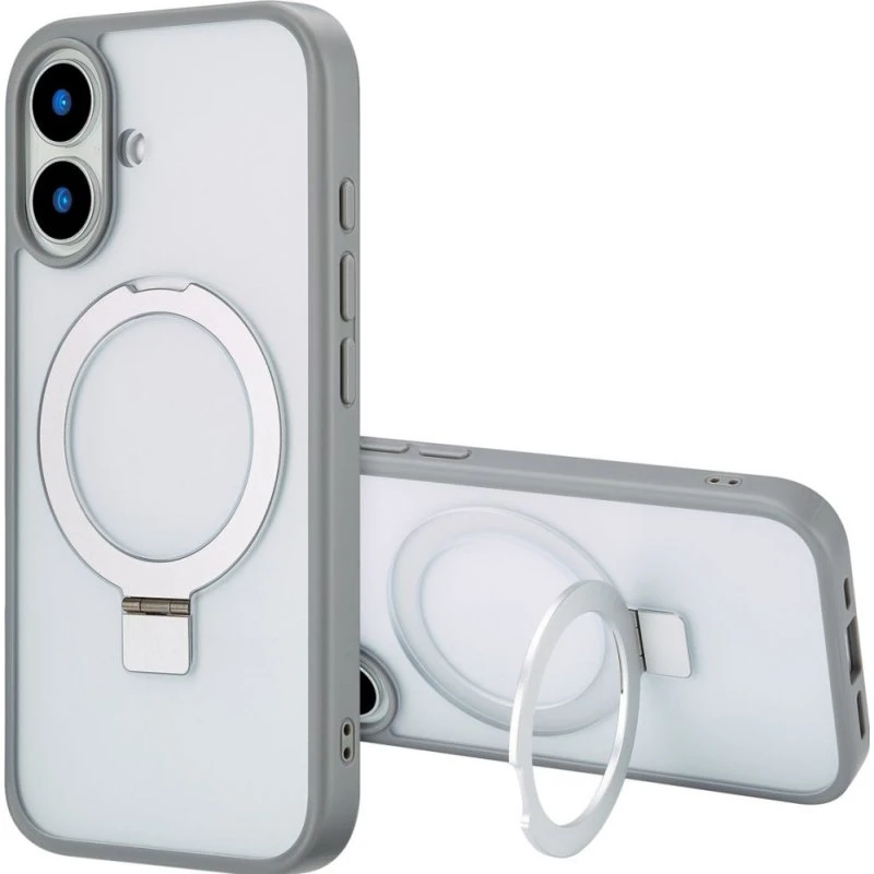 Accezz Ring Stand Backcover met MagSafe voor iPhone 16 - Grijs