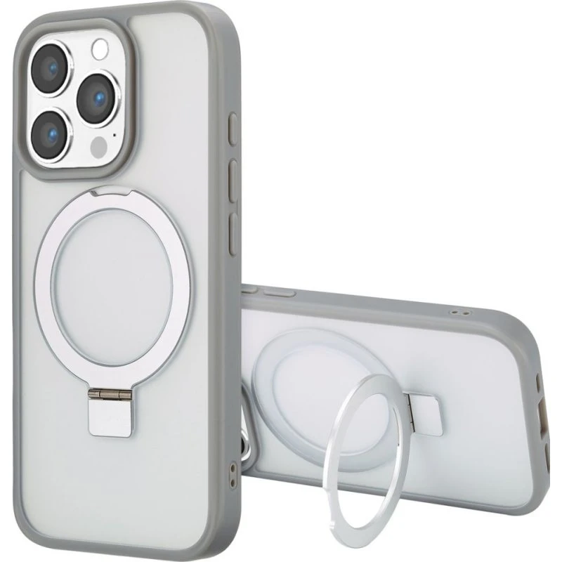 Accezz Ring Stand Backcover met MagSafe voor iPhone 16 Pro - Grijs