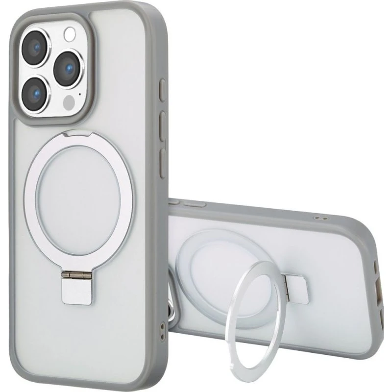 Accezz Ring Stand Backcover met MagSafe voor iPhone 16 Pro Max - Grijs