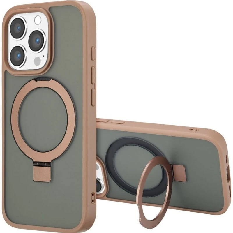 Accezz Ring Stand Backcover met MagSafe voor iPhone 16 Pro Max - Bruin