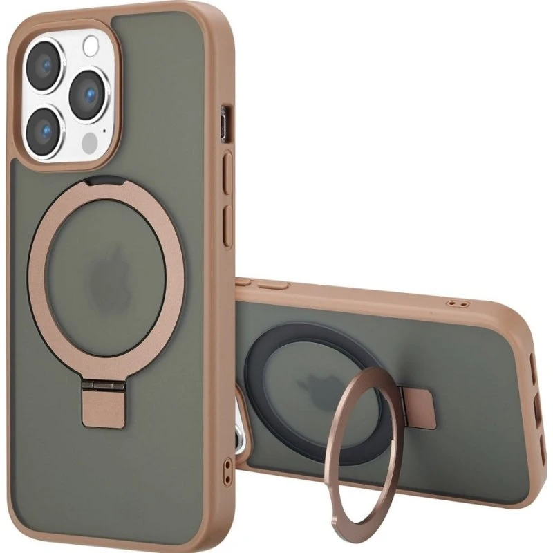 Accezz Ring Stand Backcover met MagSafe voor iPhone 13 Pro Max - Bruin