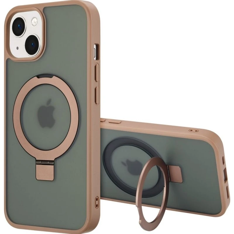 Accezz Ring Stand Backcover met MagSafe voor iPhone 14 - Bruin
