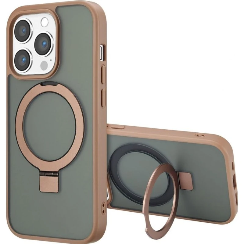 Accezz Ring Stand Backcover met MagSafe voor iPhone 14 Pro - Bruin