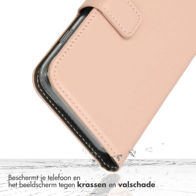 Selencia Echt Leren Bookcase iPhone 17e / 16e / SE 4 - Dusty Pink