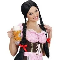 Alpen Heidi Pruik, Lange Vlechten Zwart