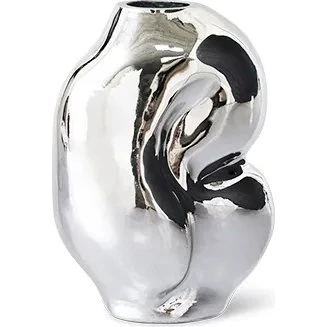 HKliving Gleam Glazen Vaas, Chrome, 18 cm