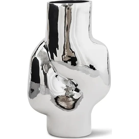 HKliving Gleam glazen vaas, 32 cm, Chrome