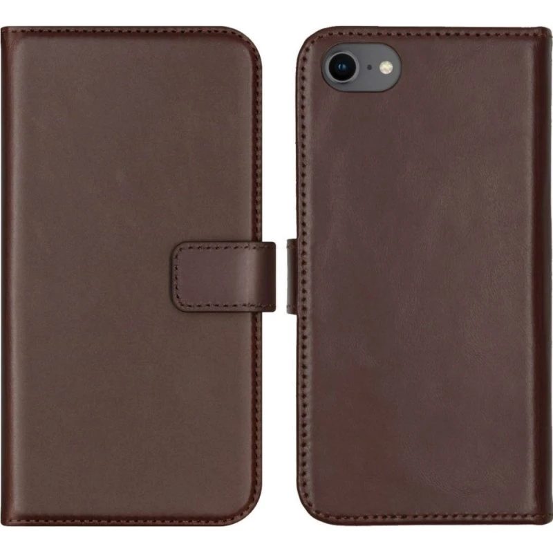 Selencia Echt Leren Bookcase voor iPhone SE (2022/2020) / 8 / 7 / 6(s) - Bruin
