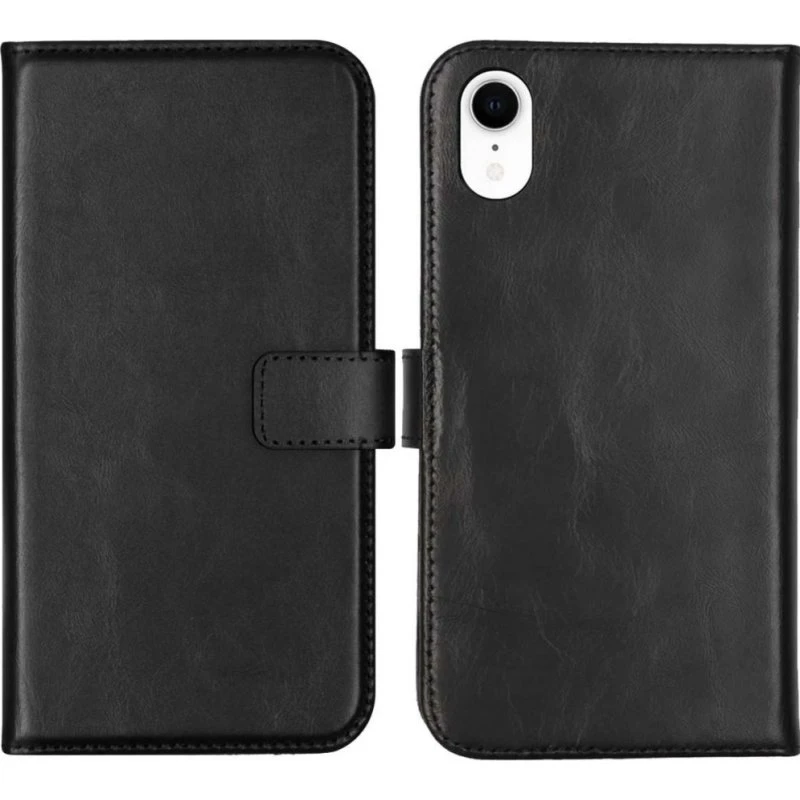 Selencia Echt Leren Bookcase voor Apple iPhone Xr - Zwart