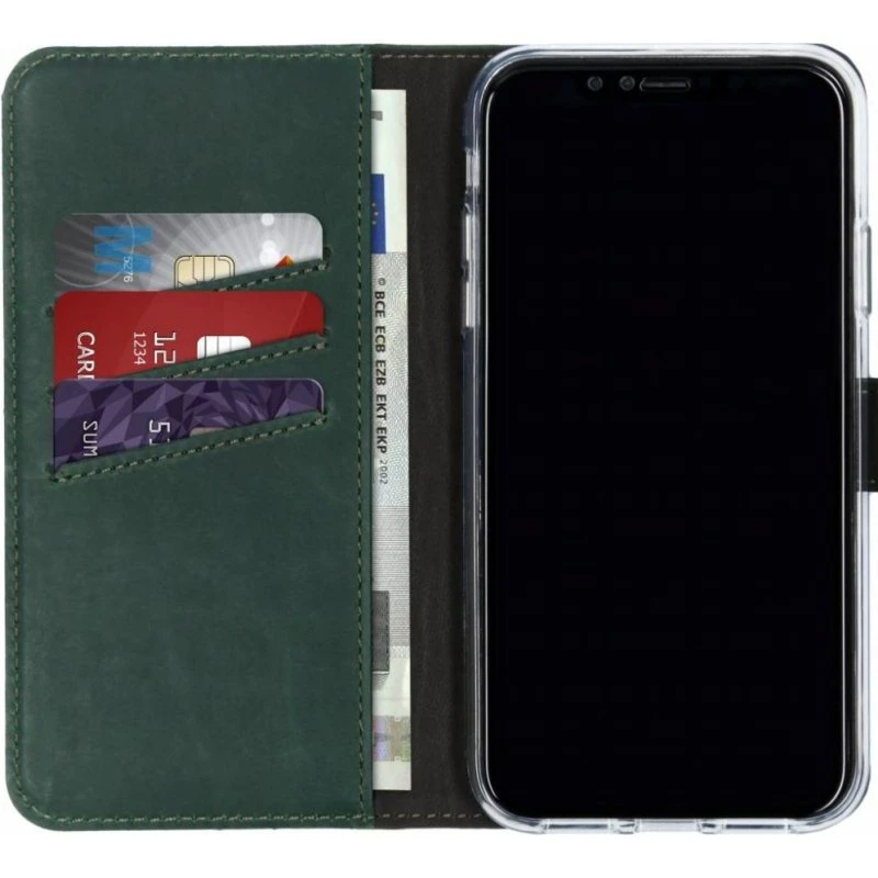 Selencia Echt Leren Bookcase voor Apple iPhone Xr - Groen