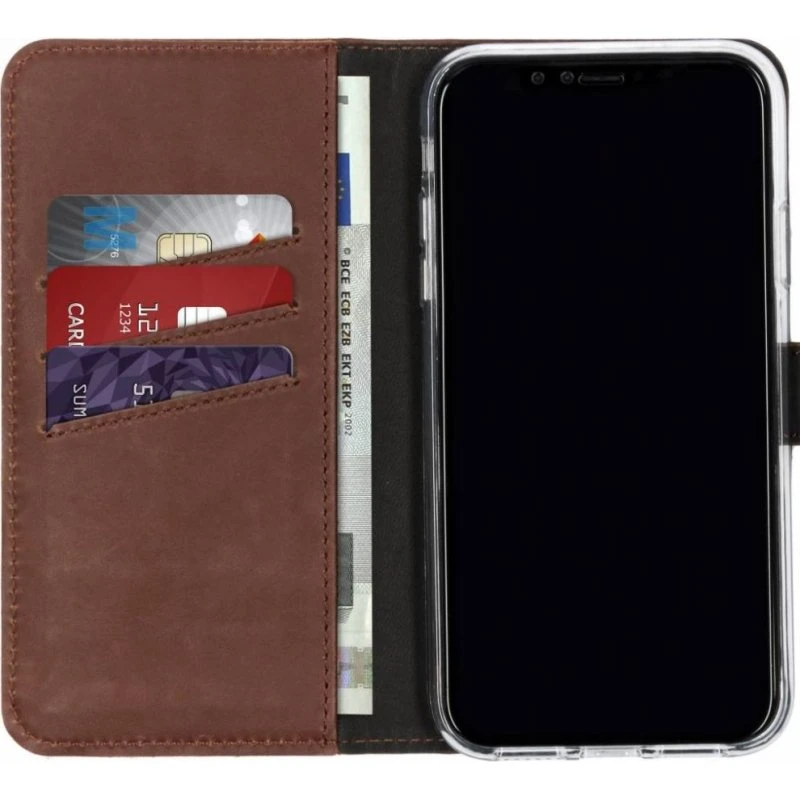 Selencia Echt Leren Bookcase voor Apple iPhone Xr - Donkerbruin