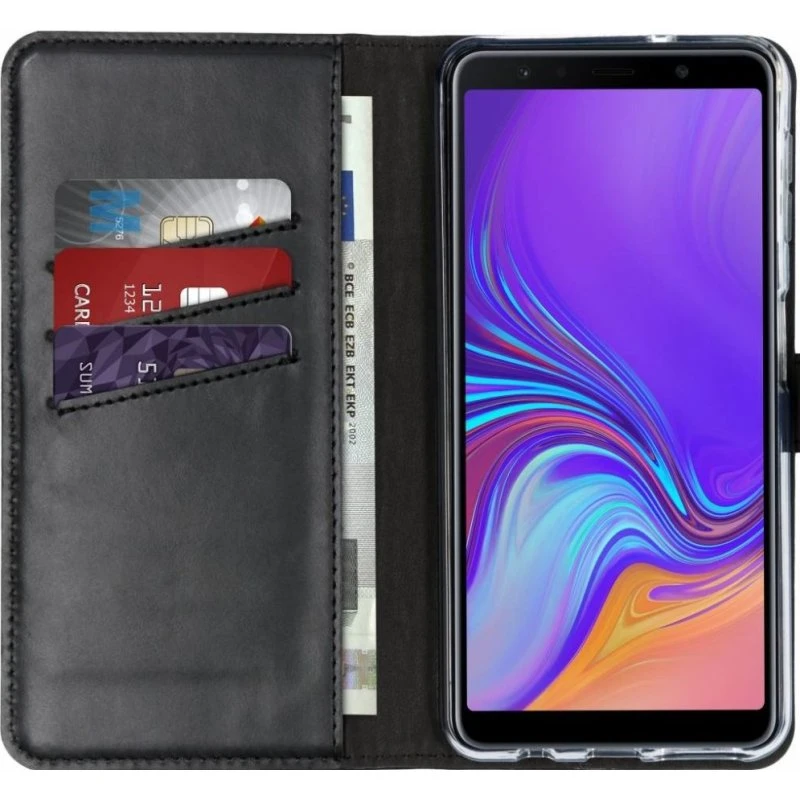 Selencia Echt Leren Bookcase voor Samsung Galaxy A7 (2018) - Zwart