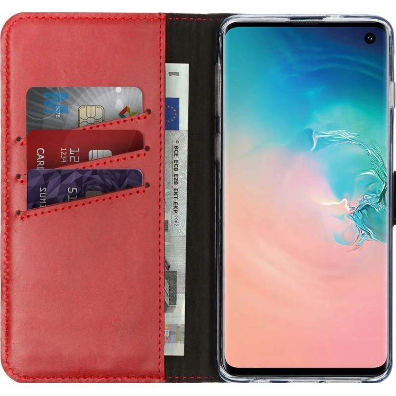 Selencia Echt Leren Bookcase voor Samsung Galaxy S10 - Rood