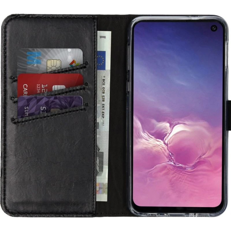Selencia Echt Leren Bookcase voor Samsung Galaxy S10e - Zwart