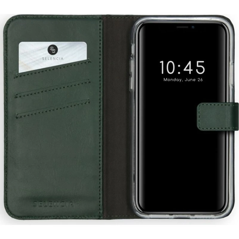 Selencia Echt Leren Bookcase iPhone 11 - Groen