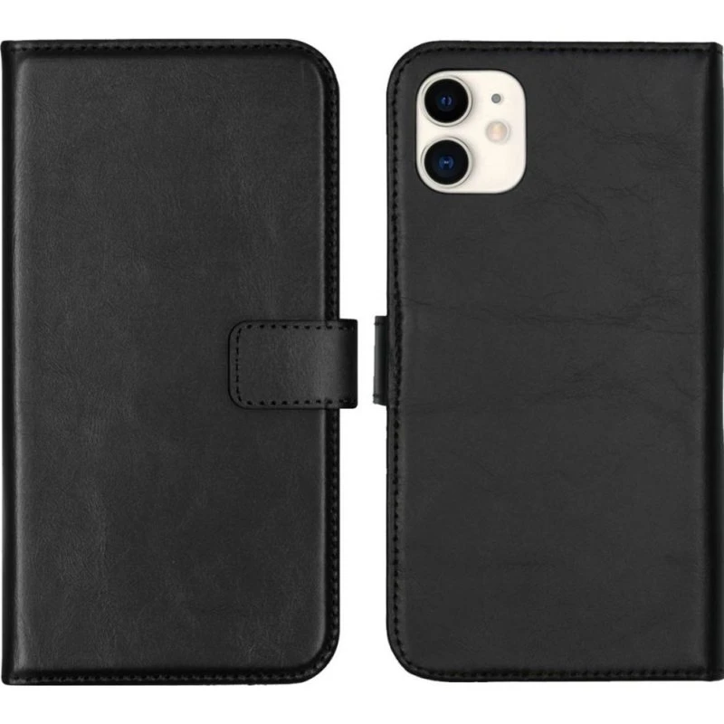 Selencia Echt Leren Bookcase voor Apple iPhone 11 - Zwart