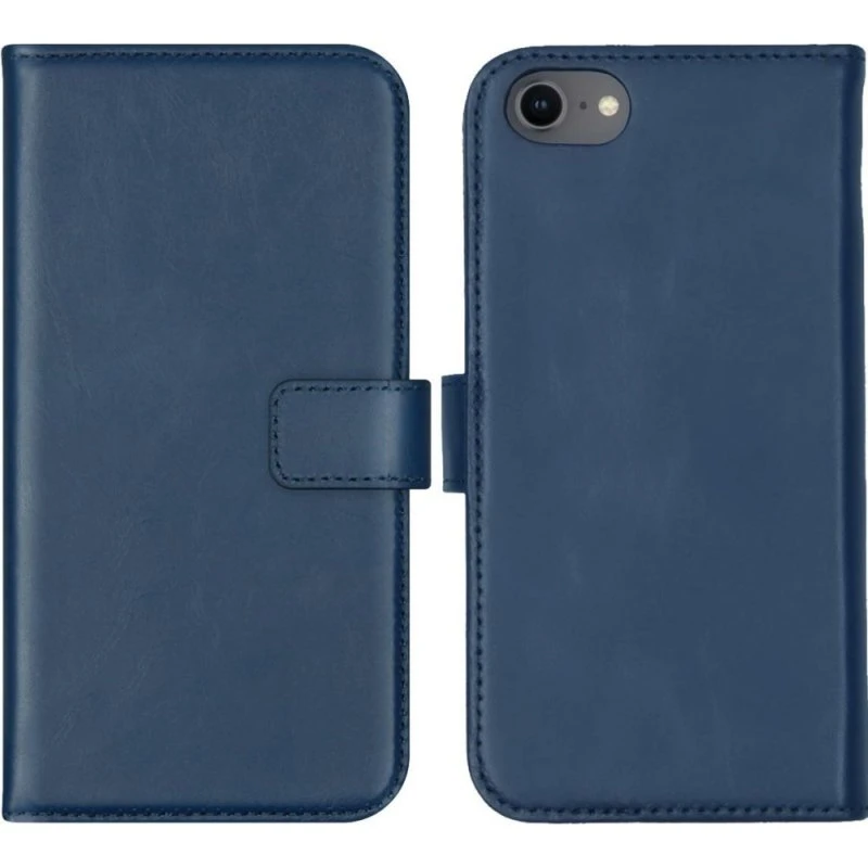 Selencia Echt Leren Bookcase iPhone SE (2022/2020) / 8 / 7 / 6(s) - Blauw