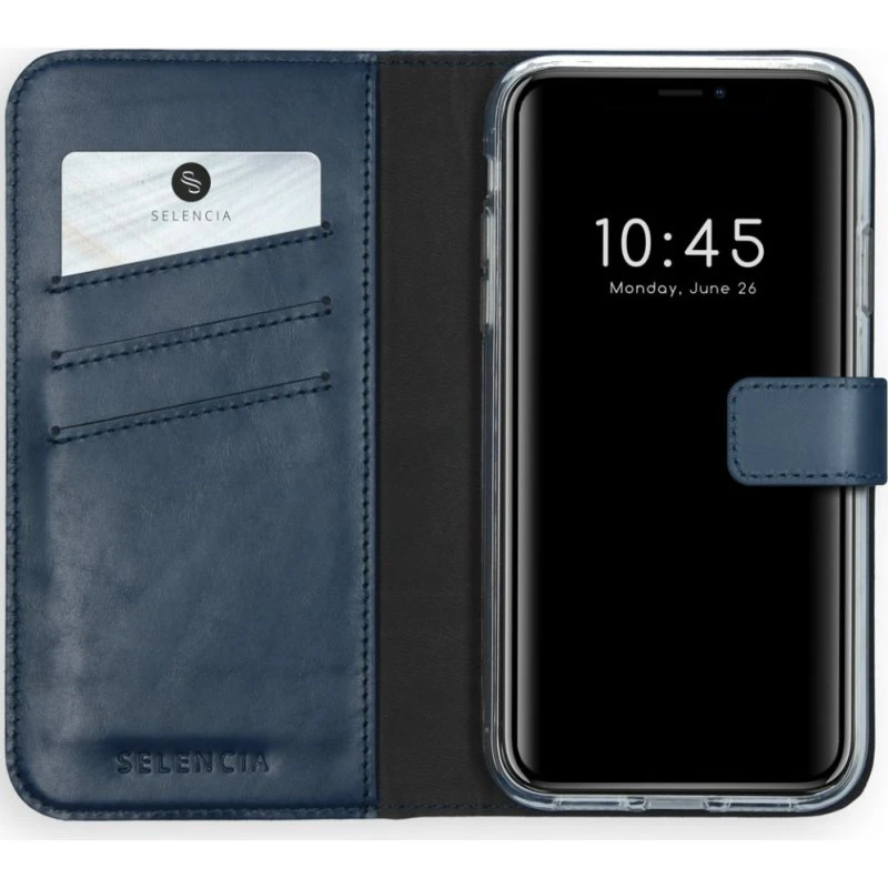 Selencia Echt Leren Bookcase voor Apple iPhone Xr - Blauw
