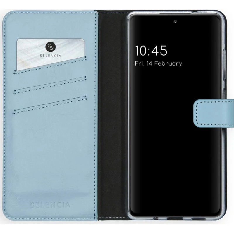 Selencia Echt Leren Bookcase voor Samsung Galaxy S20 FE - Air Blue