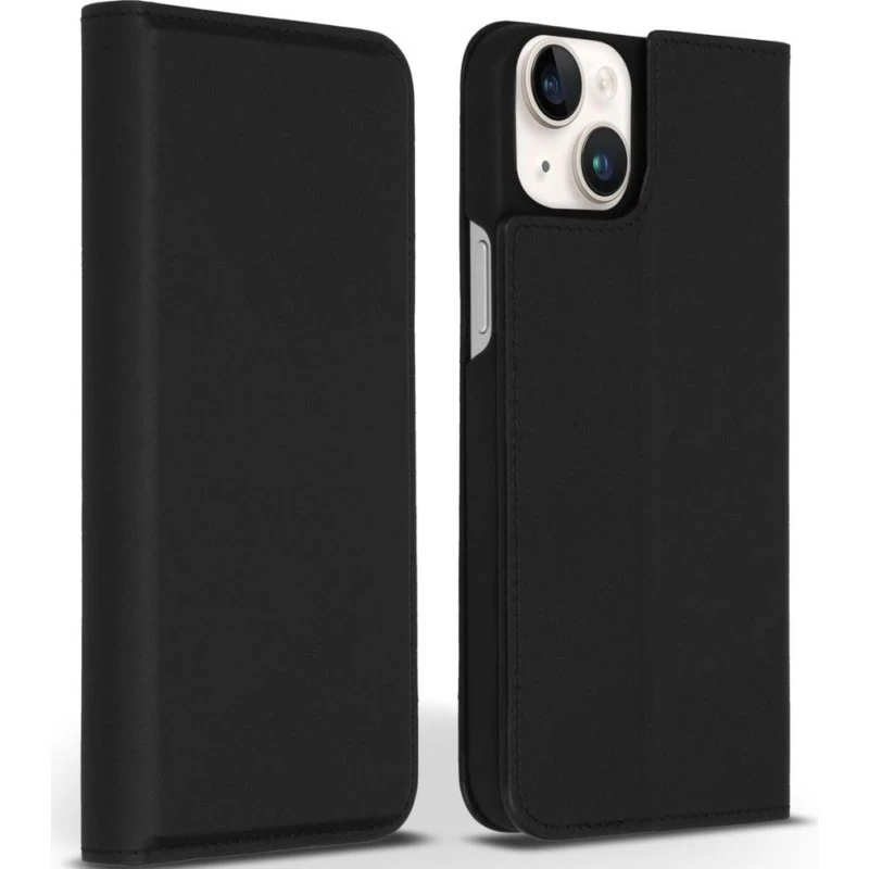 Accezz Premium Leather Slim Bookcase voor iPhone 14 Plus - Zwart