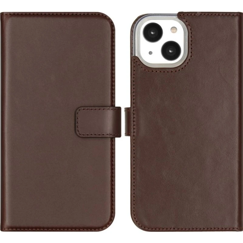 Selencia Echt Leren Bookcase voor Apple iPhone 14 - Bruin