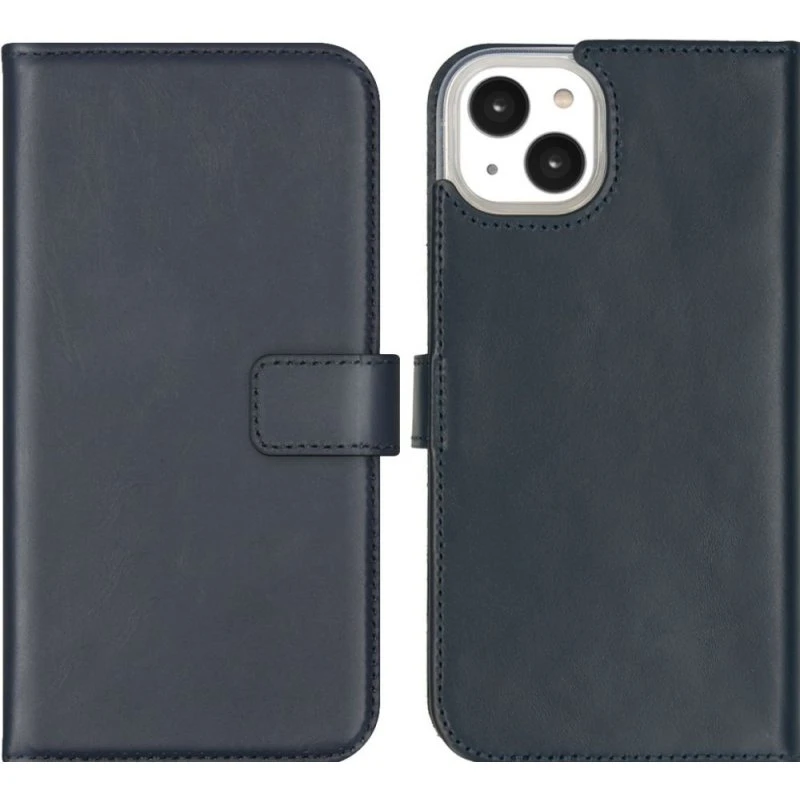 Selencia Echt Leren Bookcase voor Apple iPhone 14 Plus - Blauw