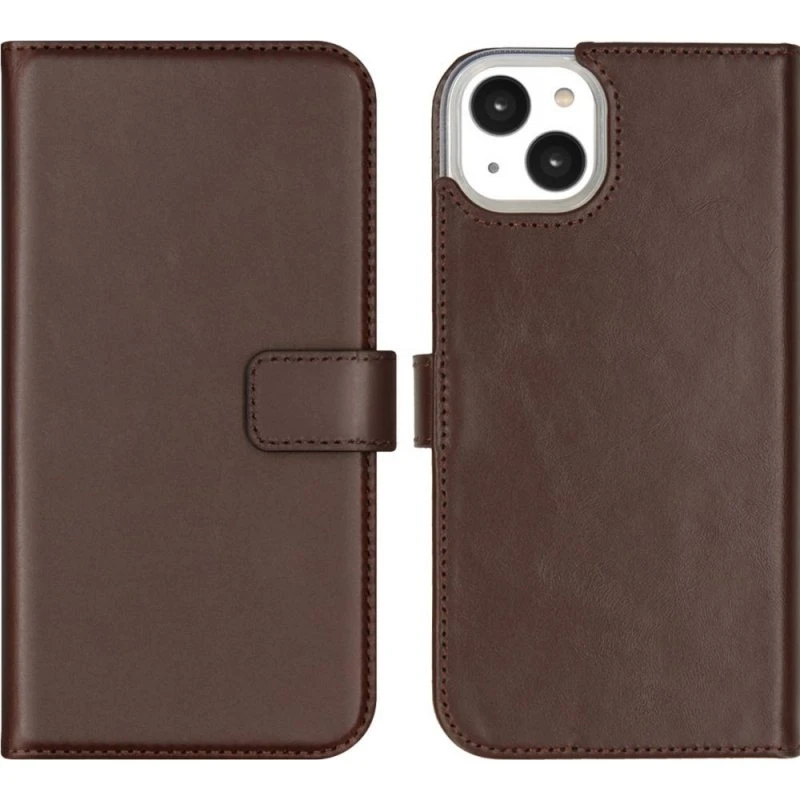 Selencia Echt Leren Bookcase voor Apple iPhone 14 Plus - Bruin