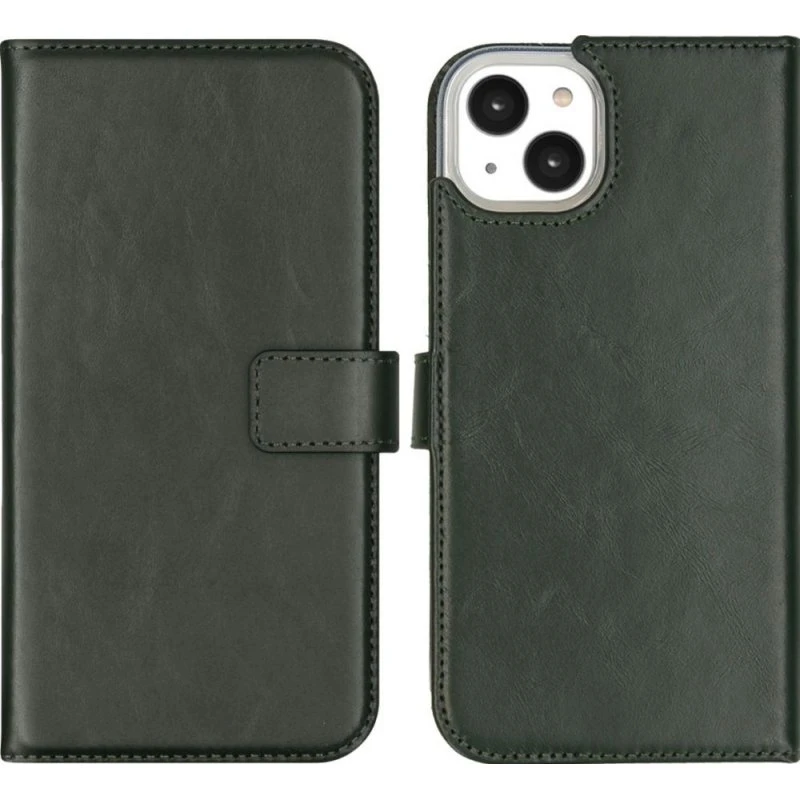 Selencia Echt Leren Bookcase voor Apple iPhone 14 Plus - Groen
