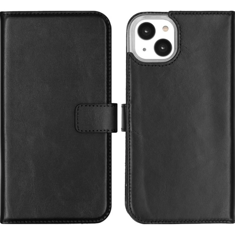 Selencia Echt Leren Bookcase voor Apple iPhone 14 Plus - Zwart