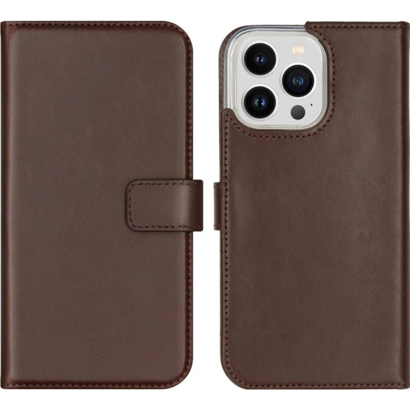 Selencia Echt Leren Bookcase voor Apple iPhone 14 Pro Max - Bruin