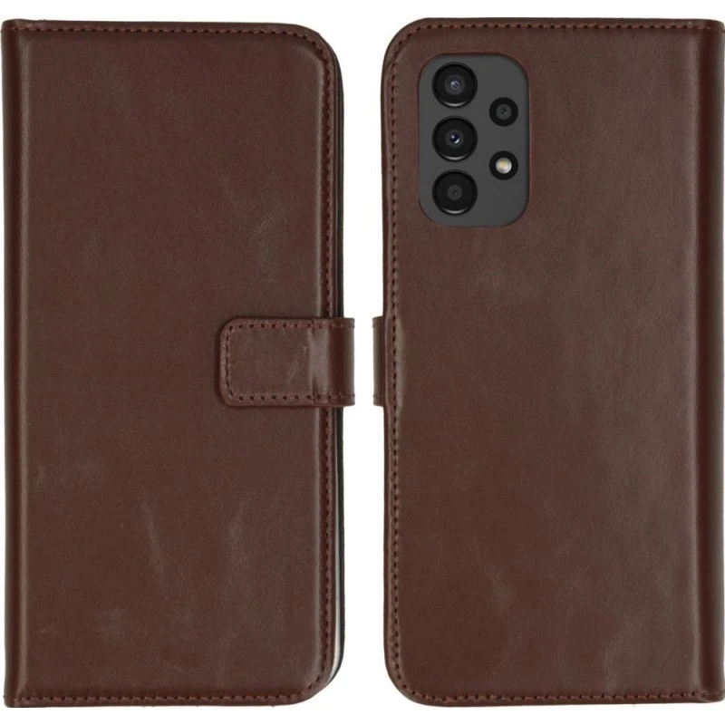 Selencia Echt Leren Bookcase voor Samsung Galaxy A13 (4G) - Bruin