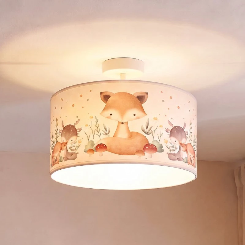 Duolla Kids Print Kinderplafondlamp - Kleurrijk/Wit - Ø 35 cm