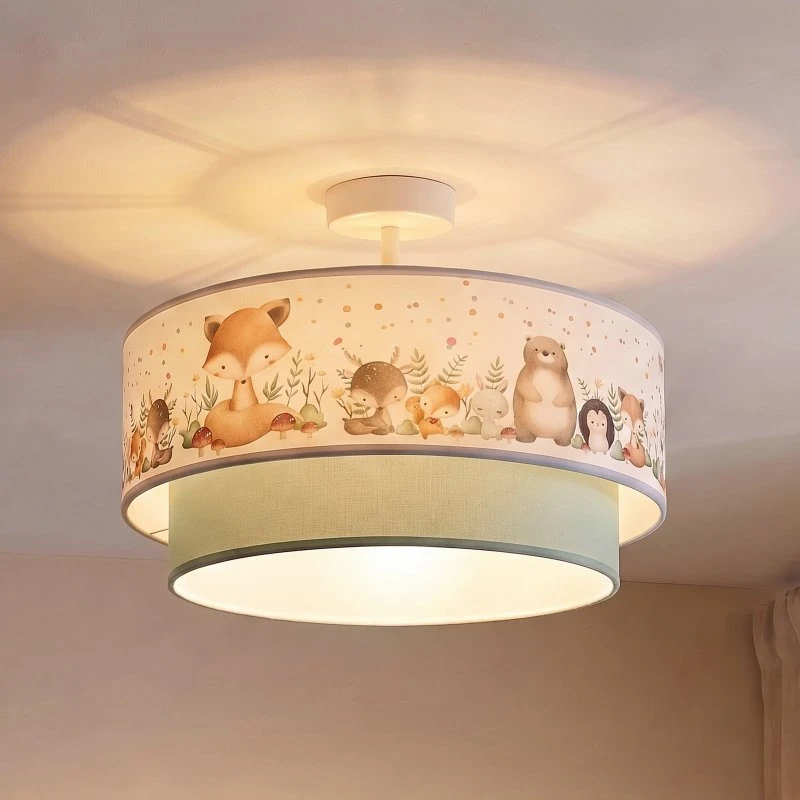 Duolla Boho Plafondlamp Kinderkamer, Saliegroen/Bonte Kleuren, Ø 40 cm