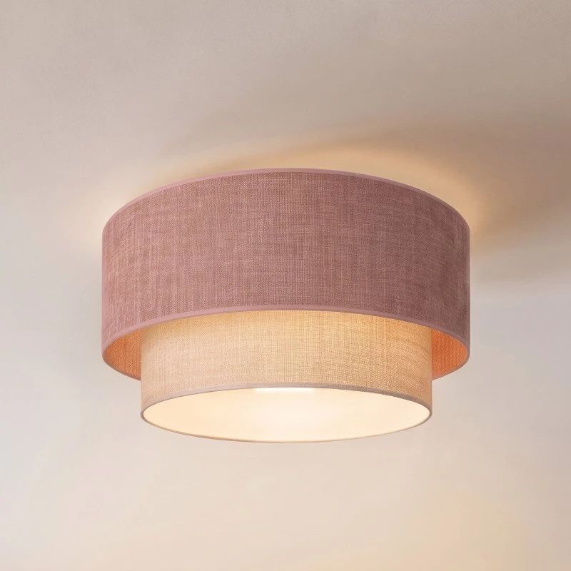 Duolla Plafondlamp Boho, Roze/Beige, Ø 45 cm, Textiel, E27