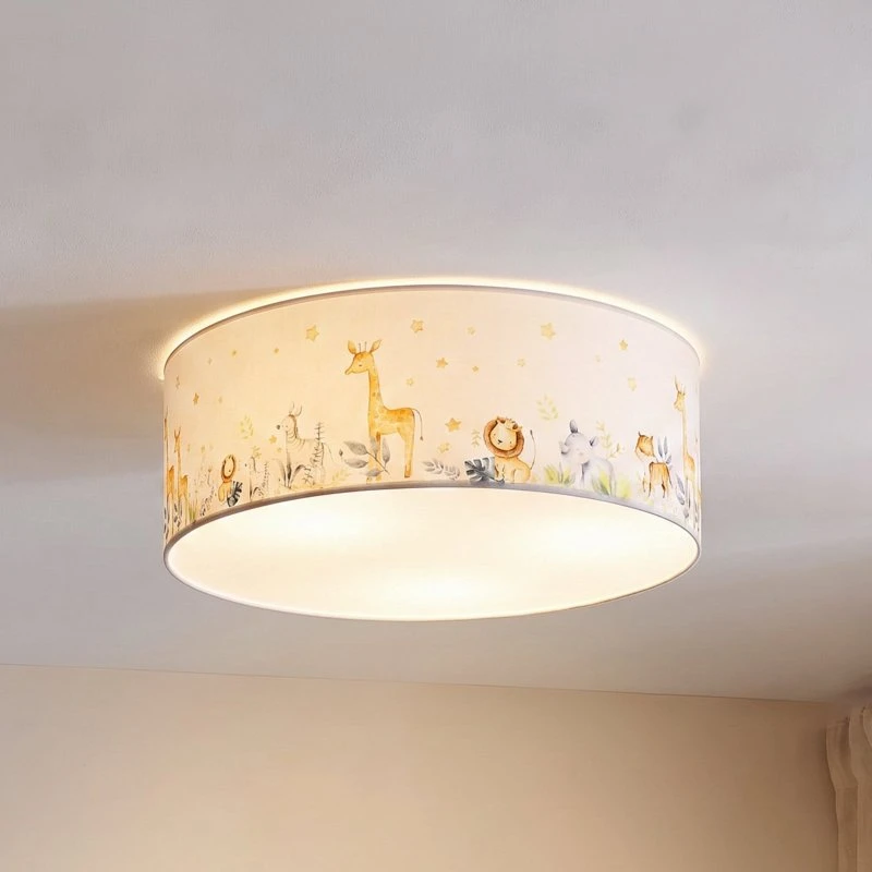 Duolla Kids Print Plafondlamp - Kleurrijk - Ø 50 cm - Textiel