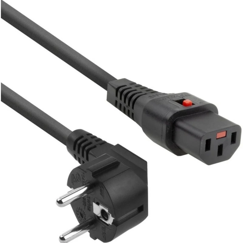 ACT Netsnoer CEE 7/7 haaks naar C13 IEC Lock zwart 5m