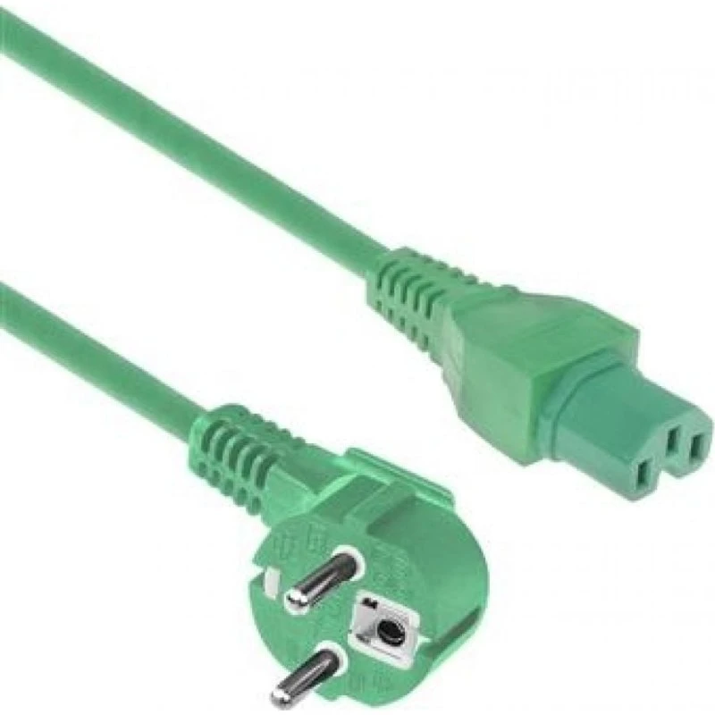 ACT Netsnoer CEE 7/7 naar C15, haaks, groen, 1 m