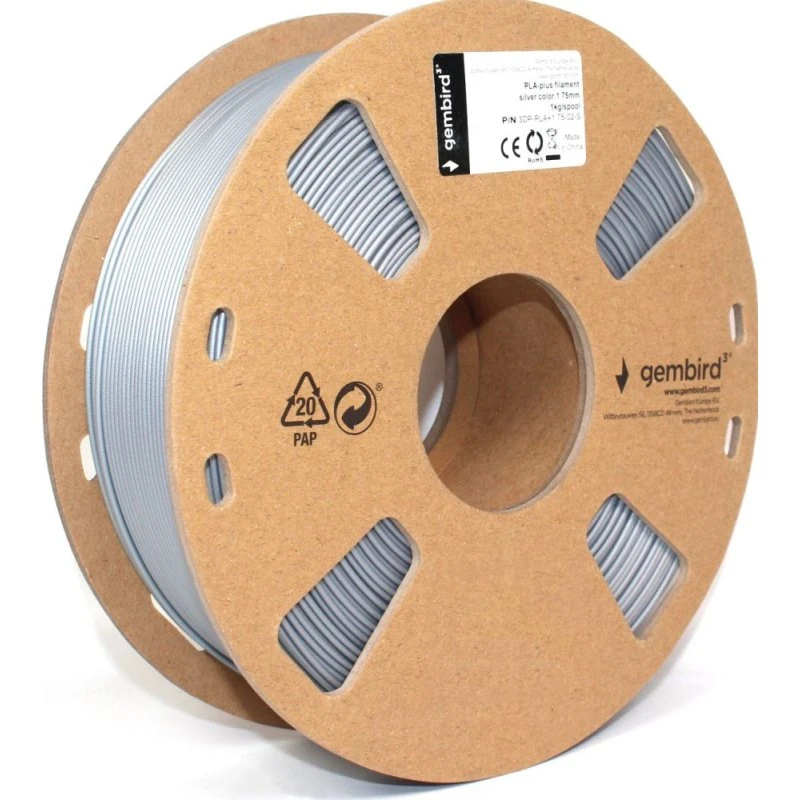 Gembird 3DP-PLA1.75-01-S 3D-printmateriaal - Zilver/Grijs