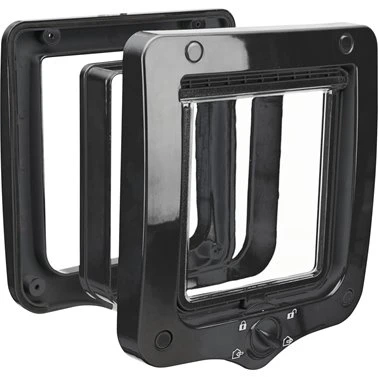 Trixie 4-Weg Kattenluik Zwart 20x22 cm met Tunnelstuk