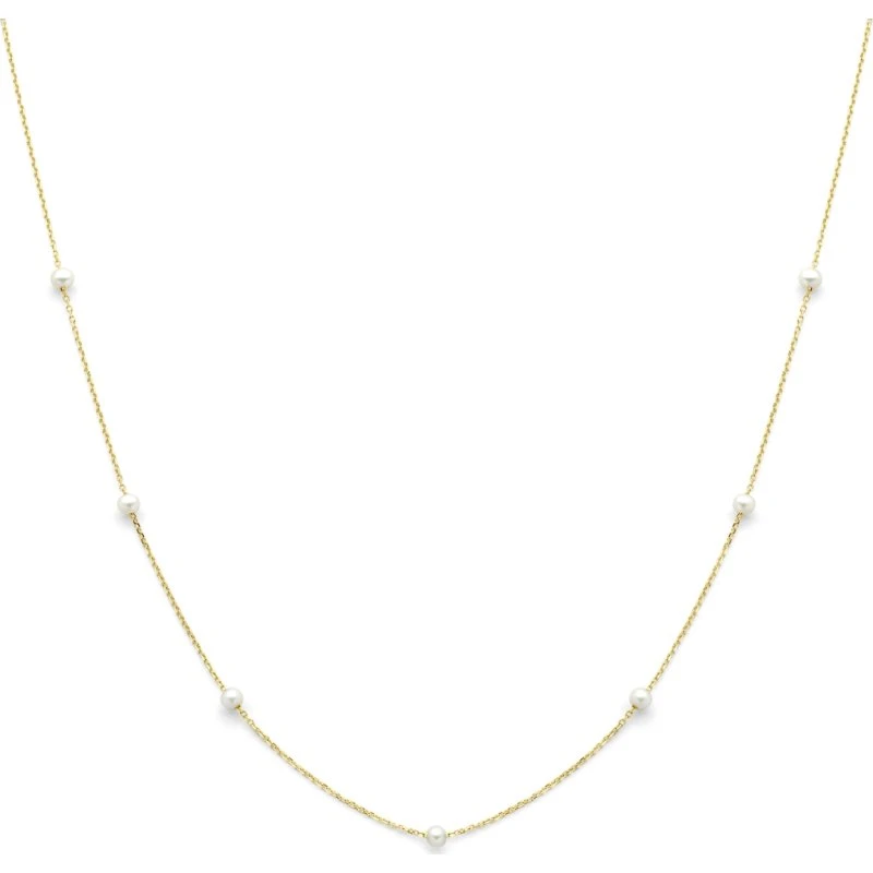 Treasure Collection 14k Geelgoud Anker Collier met Parel 42-45 cm