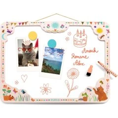 Djeco Magnetisch Bord CAT - Roze Kat met Bloemen, 46 x 38 cm