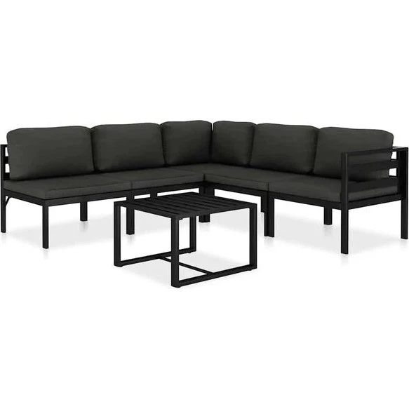 vidaXL 6-delig Loungeset aluminium antraciet met kussens