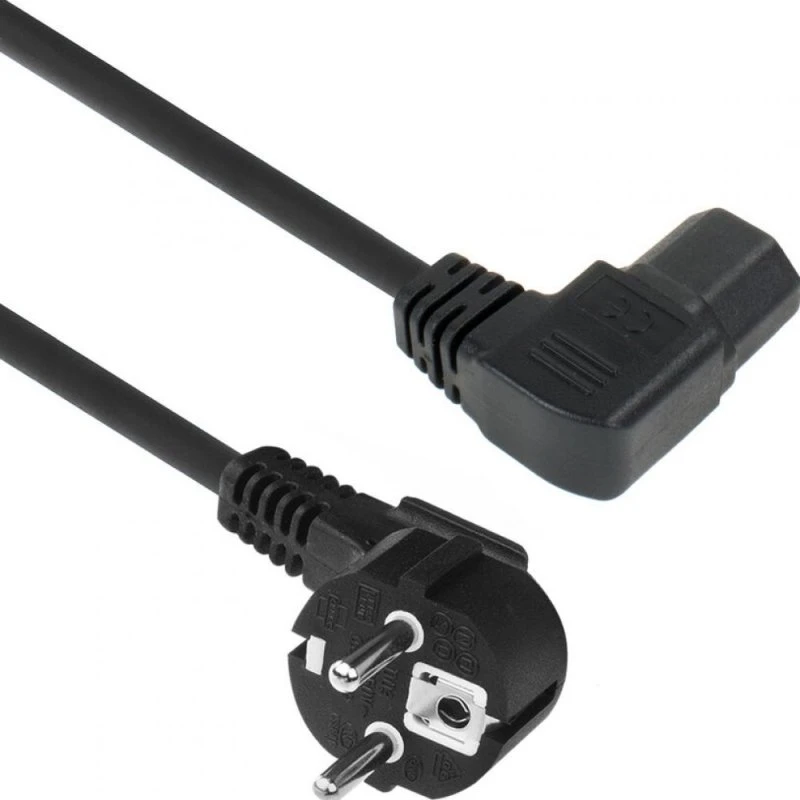 ACT Netsnoer CEE7/7 naar C15 haaks - 1 m - Zwart