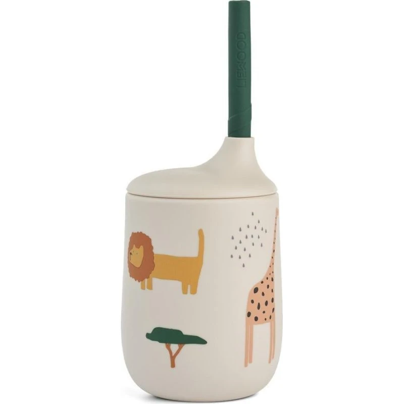 Liewood Ellis Sippy Cup Safari/Sandy Mix - Siliconen Drinkbeker met Rietje