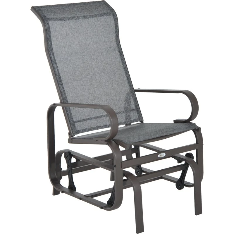 Outsunny Metalen Schommelstoel Bruin 120x65x85 cm